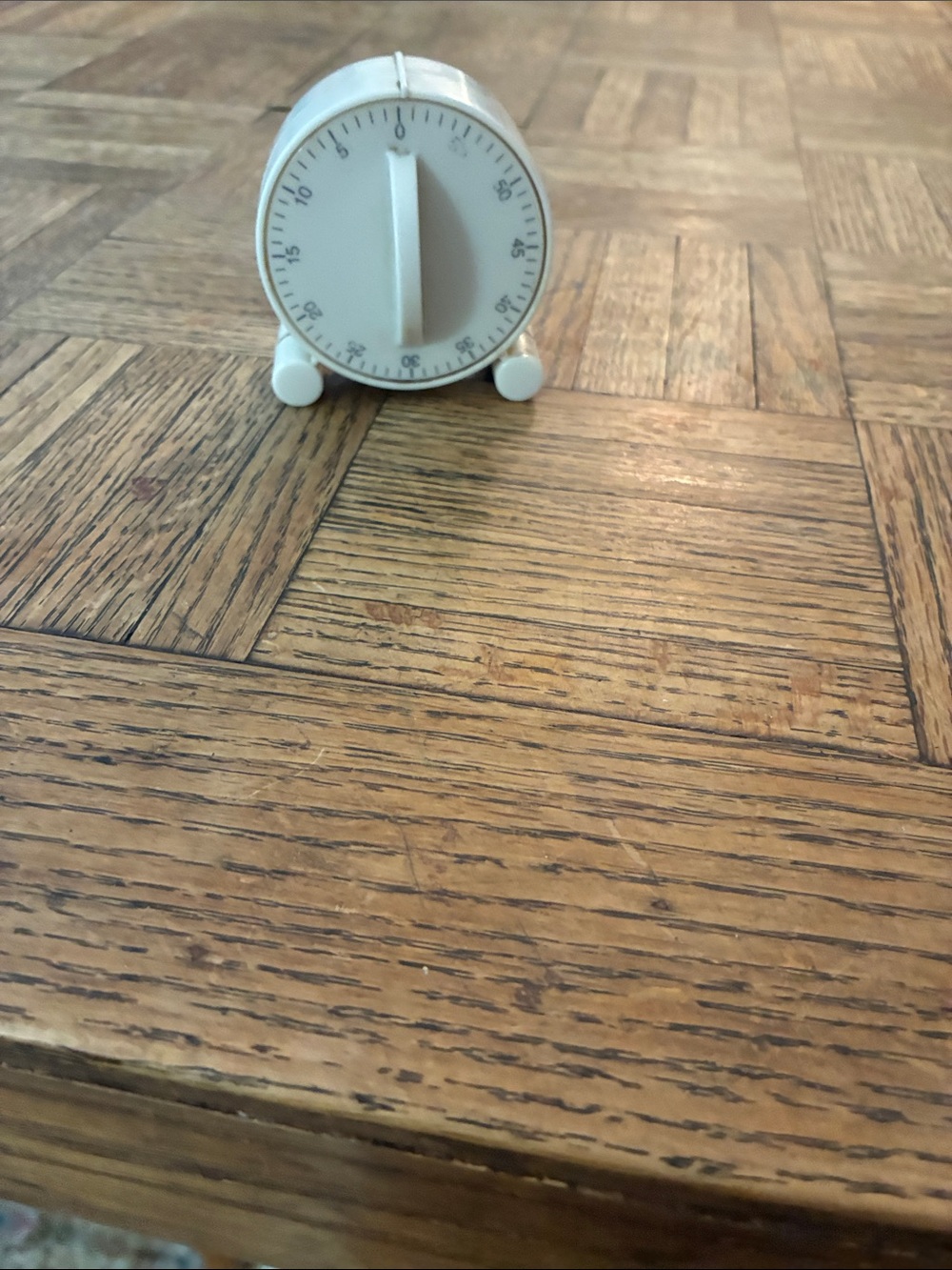 Vintage White Kitchen Timer - Compact Manual Countdown Timer